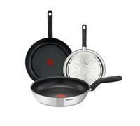 Tefal Comfort Max - Juego de 3 Sartenes de 20/24/28 cm, Apto inducción, antiadherente, revestimiento titanio, Thermo-signal, sin PFOA, apto lavavajillas y horno, acero inoxidable