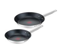 Tefal Cook Eat, Set de 2 sartenes de 24/28 cm, Mango Fijo, Acero Inoxidable, Inducción