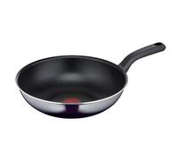 Tefal D52619 Resist Wok Sartén, revestimiento antiadherente de titanio seguro, indicador de temperatura de señal térmica, no apta para inducción, fácil limpieza, tecnología Flame Protect, color negro,