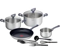 Tefal Daily Cook - Juego de Sartén antiadherente 28 cm + 2 Ollas 20/24 cm + Cazo 16 cm + 5 Accesorios, Apto inducción, Thermo-Fusion, marcas medición, apto lavavajillas y horno, acero inoxidable