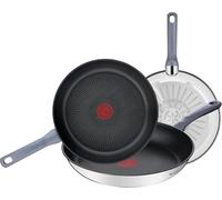 Tefal Daily Cook - Juego de Sartenes de 20/24/26 cm, Apto inducción, antiadherente, revestimiento titanio, Thermo-signal, sin PFOA, apto lavavajillas y horno, acero inoxidable