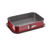 Tefal Delibake J16405 Molde tarta rectangular,forma rectangular desmontable y con gran fondo,revestimiento antiadherente,fácil desmonte,de acero al carbono,con grosor 3/10,rojo,8,2x27,5x39 cm
