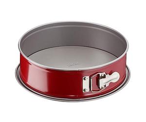 Tefal Delibake J16411 Molde tarta redondo 19 cm, forma redonda desmontable y con gran fondo, revestimiento antiadherente, fácil desmonte, de acero al carbono, con grosor 18/10, rojo