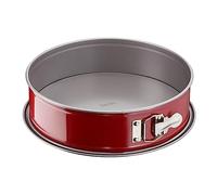 Tefal Delibake, Molde de repostería redondo 23 cm, forma redonda desmontable y con gran fondo, revestimiento antiadherente, fácil desmonte, de acero al carbono, con grosor 18/10, rojo, J16412