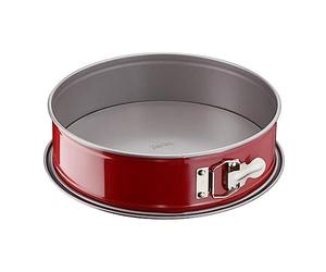 Tefal Delibake, Molde de repostería redondo 23 cm, forma redonda desmontable y con gran fondo, revestimiento antiadherente, fácil desmonte, de acero al carbono, con grosor 18/10, rojo, J16412