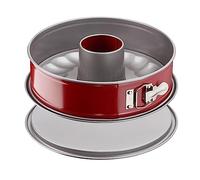 Tefal Delibake J16428 Molde tarta redondo con rosa 27 cm, forma redonda desmontable y con gran fondo, revestimiento antiadherente, fácil desmonte, de acero al carbono, con grosor 3/10, rojo