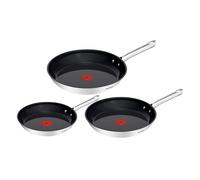 Tefal Duetto On G766S334 - Juego de sartenes (3 piezas, 20/24/28 cm, cerámica antiadherente, señal térmica, mango remachado, acero inoxidable)