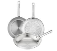 Tefal Duetto On - Juego de Sartenes de 20/24/28 cm, Acero inoxidable, Cocción rápida y uniforme, Apto inducción, Mango ergonómico, 10 años de garantía, Resultados crujientes