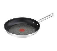 Tefal Duetto - Sartén 24 cm de acero inoxidable, revestimiento antiadherente Power Resist, base inducción y alto impacto, Thermo-Spot, mango robusto, limpieza fácil, sin PFOA, apto todas cocinas