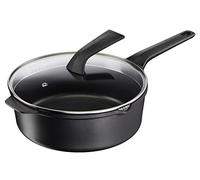 Tefal E24933 Robusto - Sartén de aluminio fundido (26 cm, con tapa, fácil limpieza, sellado antiadherente, indicador de temperatura de señal térmica, apta para lavavajillas, inducción, color negro