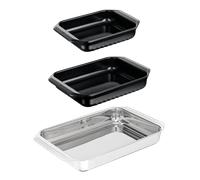 Tefal Excellence Ceramic, Bandejas de 32/37/42cm, Durabilidad Extra-Life, Capa de cerámica interior, Acero inoxidable, Negras e Inox