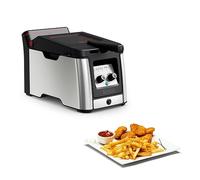Tefal FR600D Clear Duo Freidora para freír con menos humo y olores, capacidad 1,2 kg, termostato, temporizador, gran ventana sin empañamiento, apta para lavavajillas, acero inoxidable/negro