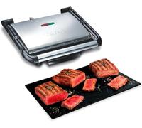 Tefal GC241D Grill con placas antiadherentes, Toque frío, Bandeja recoge jugos extraíble, Paninis, carne, pescado y asar verduras, Negro/Plateado, Potencia de 2000 W