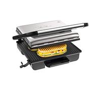 Tefal GC242D Grill de carne, pescado y verduras, Función sandwichera y panini, Termostato regulable, Bandeja recolectora de jugos antigoteo, Plateado, 2000 W