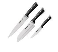 Tefal Ice Force - Juego de 3 Cuchillos: Rebanador 20 cm, Santoku 18 cm, Universal 11 cm | Acero Inoxidable Alemán, Tecnología Ice Force -120°C, Mango Remachado, Resistente a la Corrosión