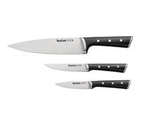 Tefal Ice Force - Set de 3 Cuchillos (Chef, Universal, Pelador) | Cuchillo Chef 20 cm + Universal 11 cm + Pelador 9 cm, Tecnología Ice Force -120°C, Acero inoxidable, Mango Remachado