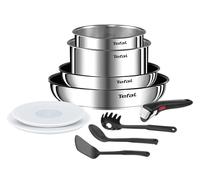 Tefal Ingenio - Batería de Cocina (10 Unidades, Estufas, ollas, Tapas herméticas, Mango extraíble, inducción, Acero Inoxidable, apilable, Antiadherente, Apto para lavavajillas, Emotion L8971S04)