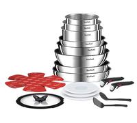 Tefal Ingenio - Batería de cocina (20 unidades, estufas, ollas, wok, saltadora, tapas, asas extraíbles, inducción, acero inoxidable, apto para lavavajillas, 5 años de garantía, Emotion L897SJ04