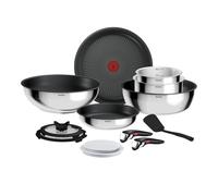 Tefal Ingenio Comfort Max - Juego de 6 Piezas + 7 Acc, Acero inoxidable | 2 Sartenes 22/26cm + Wok 26cm + Guisera 24cm + 2 Cazos 20/24cm + 7 Acc, Revestimiento antiadherente, Apto inducción y horno