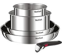 Tefal Ingenio - Juego de 2 sartenes, 2 sartenes y mango extraíble, inducción, acero inoxidable, apilable, revestimiento antiadherente, apto para lavavajillas, 5 años de garantía, Emotion L897S504