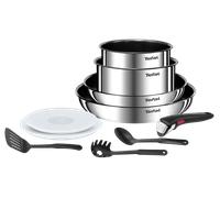 Tefal Ingenio Emotion, Set de 10 piezas: Sarten 22/26cm + Cazos 16/18cm + Tapas + Accesorios + Mango extraíble, Acero Inoxidable, Apilable