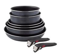 Tefal Ingenio Enjoy - Juego 6 Piezas, Aluminio | 2 Sartenes 22/28cm + 2 Cazos 18/20cm + Guisera 24cm + Wok 26cm + 2 Mangos extraíbles, Apto inducción y horno, Antiadherente