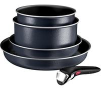 Tefal Ingenio Enjoy - Juego de 2 Sartenes 22/28 cm + 2 Cazos 18/20 cm + Mango extraíble, Apto inducción, antiadherentes, revestimiento titanio, Thermo-signal, apto lavavajillas y horno