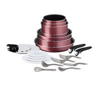Tefal Ingenio Essential - Batería de cocina (20 p, todos los fuegos, excepto inducción, sartenes, estufas, tapas herméticas + antigrasa, saltadora, cuchara, espátulas, cucharón, batidor, asas Classic