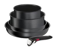 Tefal Ingenio Jordi Cruz - Juego de 2 Sartenes 22/26 cm + 2 Cazos 16/20 cm + Mango extraíble | Apto inducción, antiadherentes, revestimiento de titanio, apilables, apto lavavajillas y horno