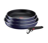 Tefal Ingenio - Juego de 3 sartenes (22/24/26 cm, mango extraíble, sin inducción, revestimiento antiadherente, indicador de calor, base difusa, apilable, fabricado en Francia, Easy Cook N Clean