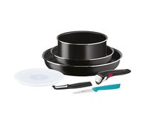 Tefal Ingenio - Juego de 7 utensilios de cocina, estufas, cacerola y tapa hermética, pelador, cuchillo de pelar, mango extraíble, diseño apilable, apto para lavavajillas, Essential L1549002