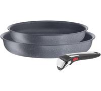 Tefal Ingenio Natural On - Juego de 2 Sartenes 24/28 cm + Mango extraíble, Apto inducción, antiadherentes, revestimiento titanio, Thermo-signal, apto lavavajillas y horno