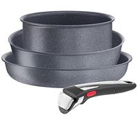 Tefal Ingenio Natural On - Juego de Sartén 28 cm + Cazo 20 cm + Wok 26 cm + Mango extraíble, Apto inducción, antiadherentes, revestimiento titanio, apto lavavajillas y horno