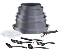 Tefal Ingenio Natural On - Juego de 3 Sartenes 22/24/28 cm + 2 Cazos 16/20 cm + Guisera 24 cm + Mango extraíble + 7 Accesorios, Apto inducción, antiadherentes, Thermo-signal