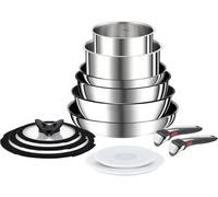 Tefal Ingenio Preference On - Juego de 2 Sartenes + Wok + guisera + 2 cazos + 5 accesorios + 2 Mangos extraíbles, sartenes antiadherentes, revestimiento titanio, Thermo-signal, apto lavavajillas