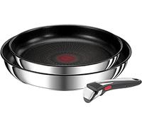 Tefal Ingenio Preference On - Juego de 2 Sartenes, Acero inoxidable | 2 Sartenes 24/28 cm + Mango extraíble, Apto inducción y horno, Revestimiento antiadherente titanio, Thermo-Signal