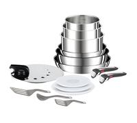 Tefal Ingenio Preference On - Juego de 6 Piezas + 9 Acc, Acero inoxidable | 2 Sartenes 22/26 cm + 3 Cazos 16/18/20 cm + Guisera 24cm + 9 Acc, Apto inducción y horno, Revestimiento antiadherente titanio