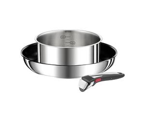 Tefal Ingenio Preference On - Juego de Sartén 26 cm + Cazo 18 cm + Mango extraíble, Apto inducción, antiadherentes, revestimiento titanio, Thermo-signal, apto lavavajillas y horno