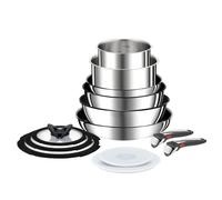 Tefal Ingenio Preference On - Juego de 2 Sartenes 24/28 cm + 2 Cazos 16/20 cm + Guisera 24 cm + Wok 26 cm + 2 Mangos extraíbles + 5 Accesorios, Apto inducción, antiadherentes
