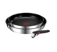 Tefal Ingenio Preference On, Set sartenes 3 piezas, 22/26 cm + 1 mango extraíble, Inox