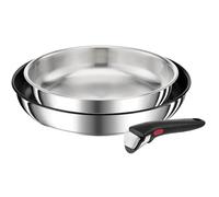 Tefal Ingenio Preference, Set de 3 piezas, Sartén 24/28 cm + Mango extraíble, Apilable, Inox