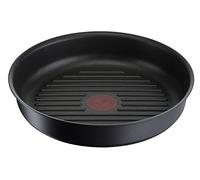 Tefal Ingenio - Sartén grill 26 cm, inducción, revestimiento antiadherente, aluminio fundido apilable, apto para lavavajillas, Eco Resist L8584004, Negro, antiadherente