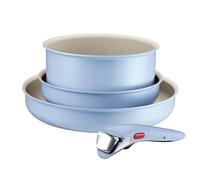 Tefal Ingenio Serenity - Juego de 2 Sartenes 22/28 cm + Cazo 20 cm + Mango extraíble, Revestimiento Antiadherente, Apilable, Inducción, Apto lavavajillas y horno, Azul Cielo