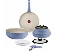 Tefal Ingenio Serenity L829SB04 Mineralia - Batería de cocina (11 piezas, revestimiento antiadherente, ahorra espacio, apilable, apto para todo tipo de fuegos, apto para lavavajillas, Blue Salt)