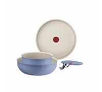 Tefal Ingenio Serenity - Juego de Sartén + Cazo + Wok, Azul | Sartén 28 cm + Wok 26 cm + Cazo 20 cm + Mango extraíble, Revestimiento Antiadherente, Apto inducción y horno, Aluminio