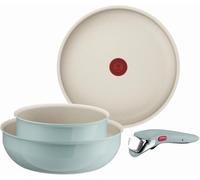 Tefal Ingenio Serenity - Juego de Sartén + Cazo + Wok, Eucalipto | Sartén 28 cm + Wok 26 cm + Cazo 20 cm + Mango extraíble, Revestimiento Antiadherente, Apto inducción y horno, Aluminio