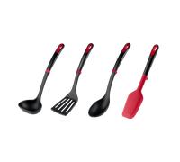 Tefal Ingenio+ Set de 4 utensilios esenciales, Resistente al calor hasta 230 °C, Apto para lavavajillas, Rojo y negro