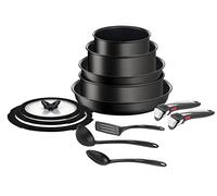 Tefal Ingenio Unlimited On - 2 Sartenes Antiadherentes 24,28 cm, 2 Cazos 16,20 cm, Guisera 24 cm, Revestimiento Titanio, Thermo-Signal, Negro
