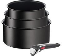 Tefal Ingenio Unlimited On - Juego de 3 + Mango extraíble: cazos de 16/18/20 cm, mango intercambiable, sartenes antiadherentes, revestimiento titanio, Thermo-signal, apto lavavajillas