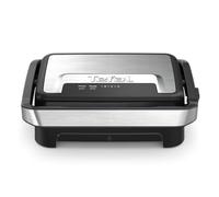 Tefal Inicio Compact GC270D10 - Parrilla de contacto y panin 2 en 1, 1000 W, diseño compacto, carcasa de acero inoxidable, bandeja colectora de zumo, placas antiadherentes, acero inoxidable/negro